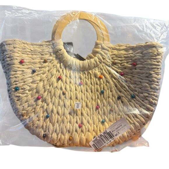NWT Style & Co Cream Woven Handbag with Multicolor Accents - Picture 5 of 13